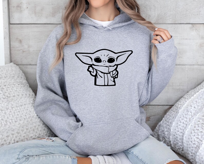 Baby Yoda Hoodie, The Mandalorian Pullover, Star Wars Fan Gift, Star Wars Jumper, Baby Yoda Hoodie, Star Wars Kids Hoodie, Womens Grogu Top image 3