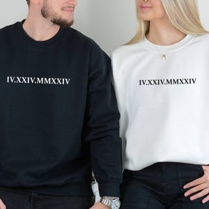 Personalized Roman Numeral Sweatshirt, Roman Date Couples, Anniversary Gift, Personalized Couples Gifts, Couples Sweater, Engagement Gifts