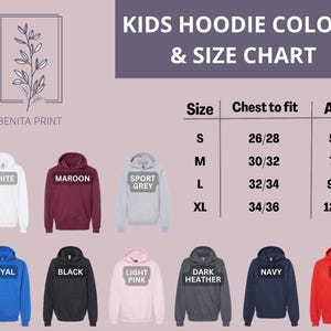kids hoodie sweatshirt size chart