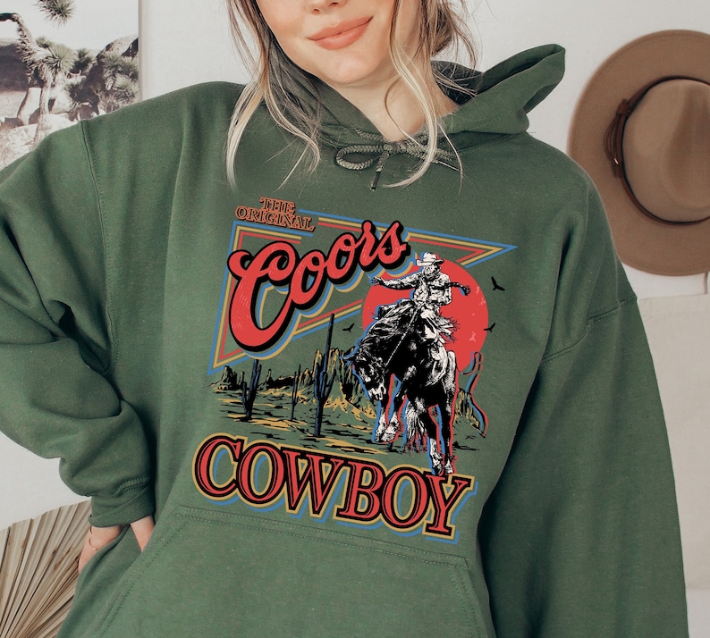The Original Coors Cowboy, Mens Beer Hoodie, Western Rodeo, Coors Beer ...