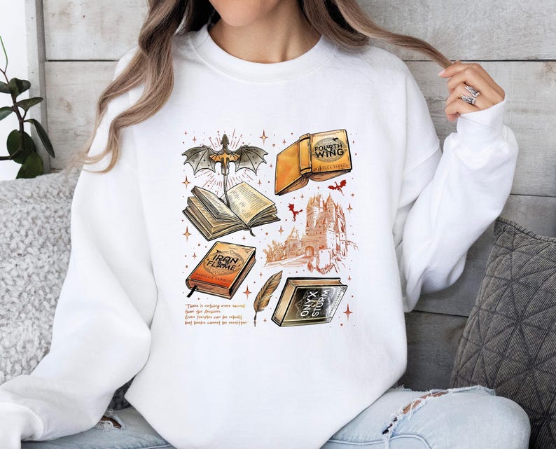 Iron Flame Sweatshirt, Onyx Storm Sweater, Fourth Wing Bookish Top, Fantasy Dragon Jumper, Rebecca Yarros Sweatshirt, Book Lovers Gift image 3