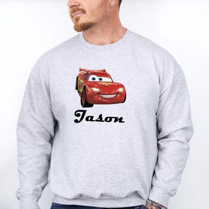 Personalized Cartoon Cars Name Sweatshirt, Disney Cars Crewneck, Lightning Mcqueen Jumper, Fillmore, Francesco Bernoulli, Mater, Doc Hudson image 4