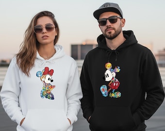 Matching Disney Couple Hoodies, Disney Valentine Sweatshirt, Family Disney Trip Hoodies,  Mickey Minnie Pullover, Disneyland Vacation Gift