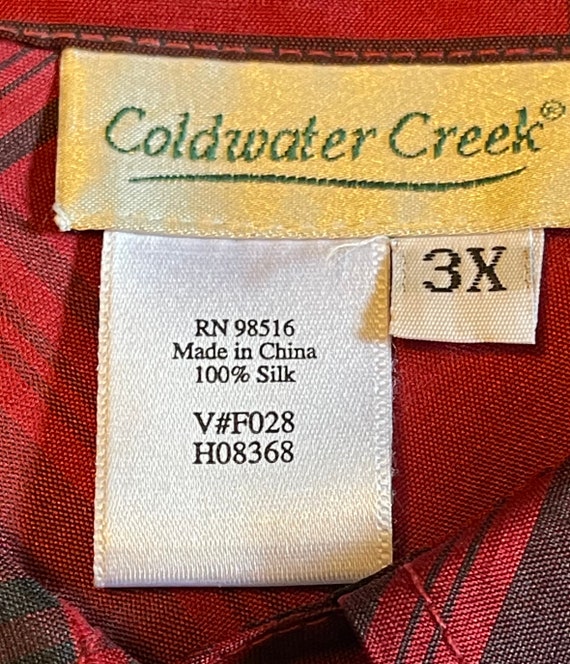 COLDWATER CREEK 100% Silk Vintage Blouse Black Re… - image 8