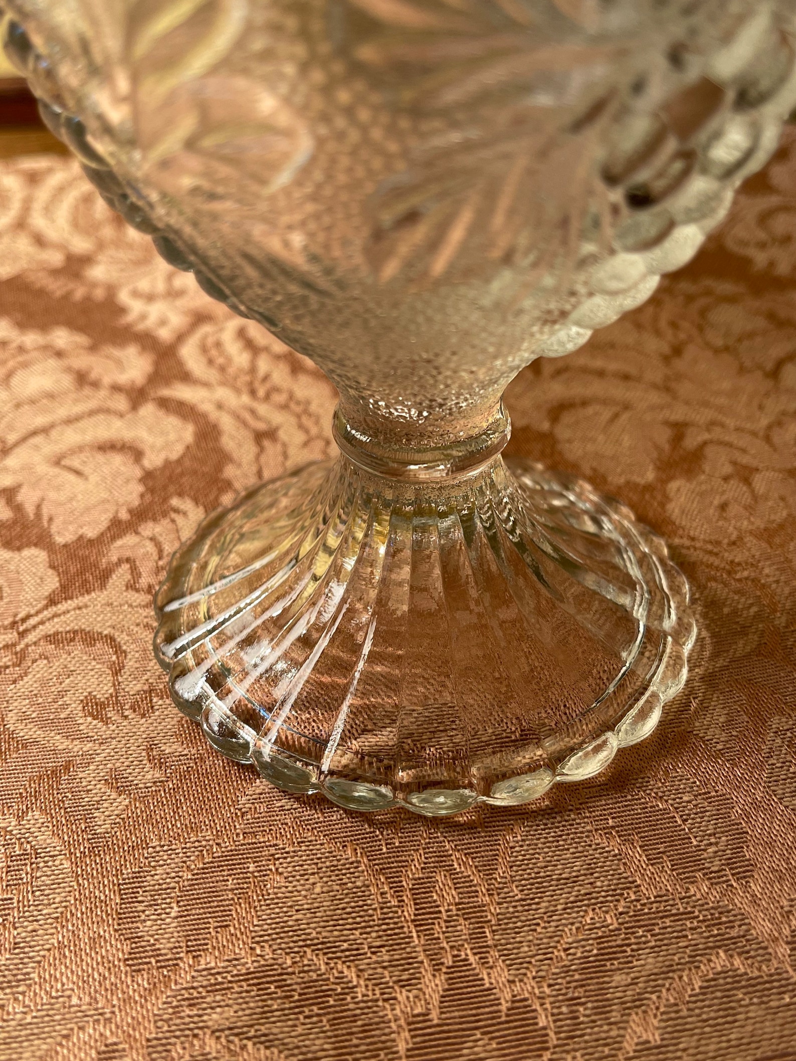 Vintage Clear Glass Footed Candy Dish With Lid Grape Pattern Etsy