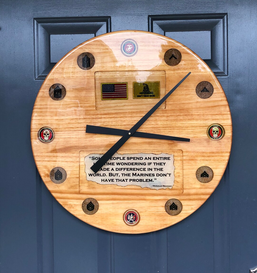 24 Inch USMC Clock With Marine Corps Coins and Rank - Etsy
