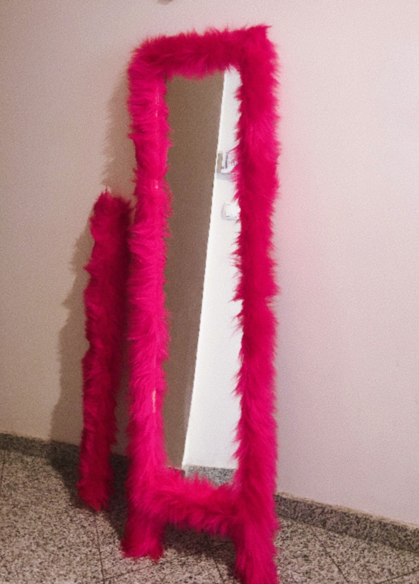Furry Pink Plush Full Size Mirror , Aesthetic Funky Decor Etsy