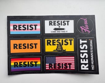 RESIST Sticker Sheet- 8 Individual Stickers