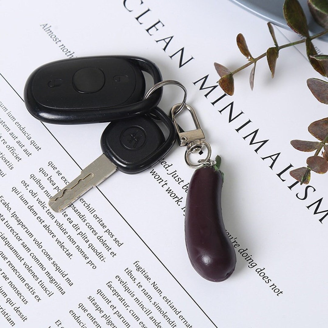 Funny Eggplant Meme Keychain Aubergine Weird Emoji Veg Etsy