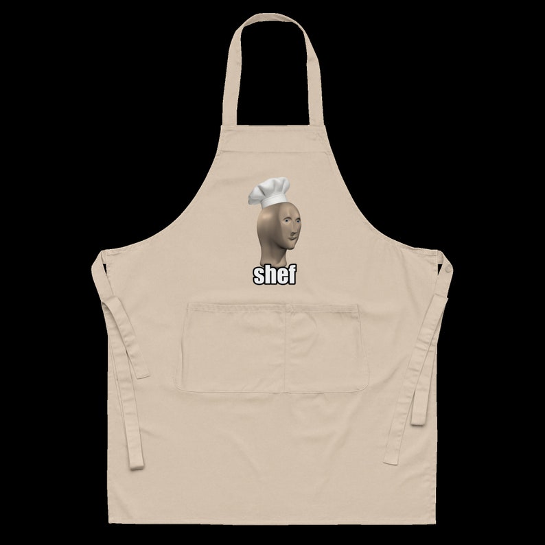 Shef Meme Apron Organic Cotton Cooking Stonks Meme Man Funny Etsy