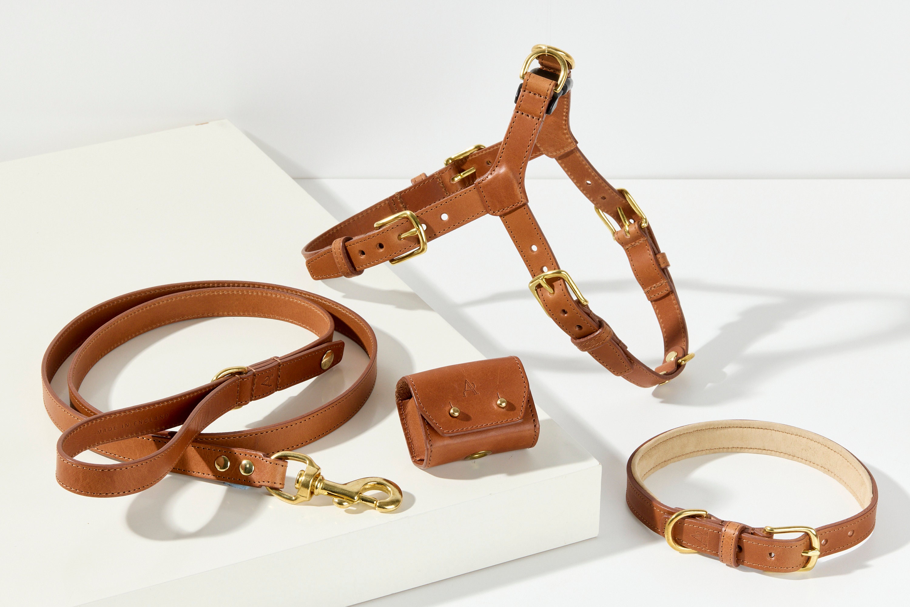 GUCCI Dog Collar & Leash Sherry line Leather F/S From JAPAN