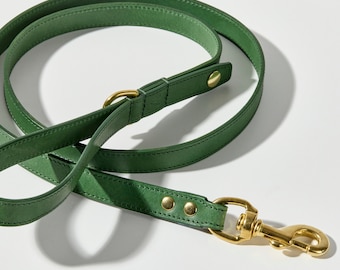 Green Real Leather Dog Leash | Green Dog Lead | Dog Walking | Leather Leash | Handmade Dog Leash |  Dog Accessories