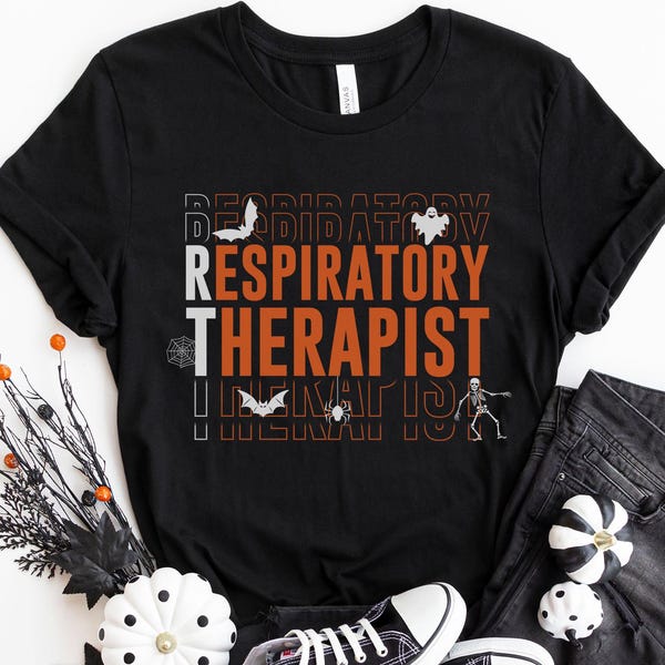 Respiratory Therapist Halloween T-Shirt, RT Gift, Pulmonology Nurse Shirt, Pulmonologist Shirt, Lung Therapist Halloween Team Shirt, RTA Tee