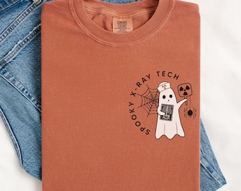 Spooky X-RAY Tech Halloween Comfort Colors® Shirt, Xray Technologist Gift, Radiologic Tech, Radiographer, Radiology Department Halloween Tee