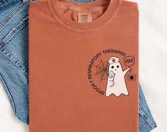 Spooky Respiratory Therapist Halloween Comfort Colors® Shirt, RT Gift, Pulmonology Nurse Shirt, Pulmonologist Tee, Lung Therapist Team, RTA