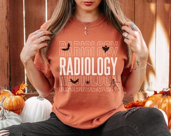 Radiology Halloween Comfort Colors Shirt, Halloween Radiology TShirt, Xray Tech Tee, Rad Funny Skeleton Radiologist Halloween Rad Tech Shirt