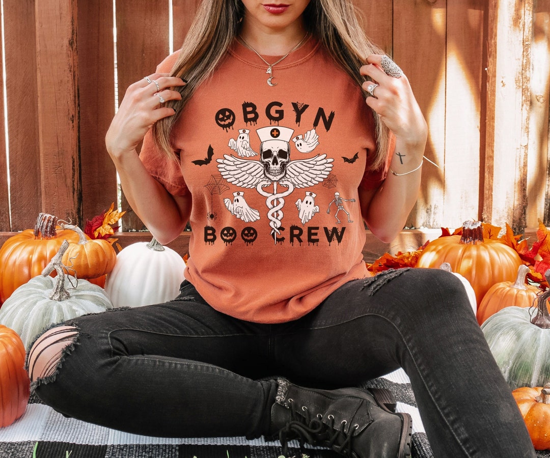 OBGYN Halloween Comfort Colors Shirt, OBGYN Boo Crew Nurse Shirt ...
