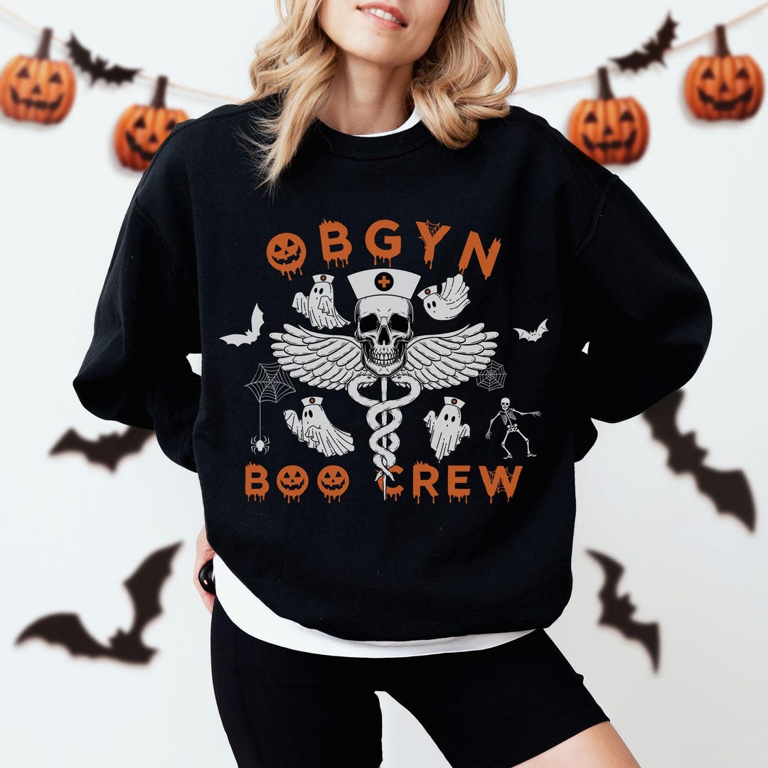 OBGYN Halloween Sweatshirt, OBGYN Boo Crew Nurse Sweater, Obstetrics ...