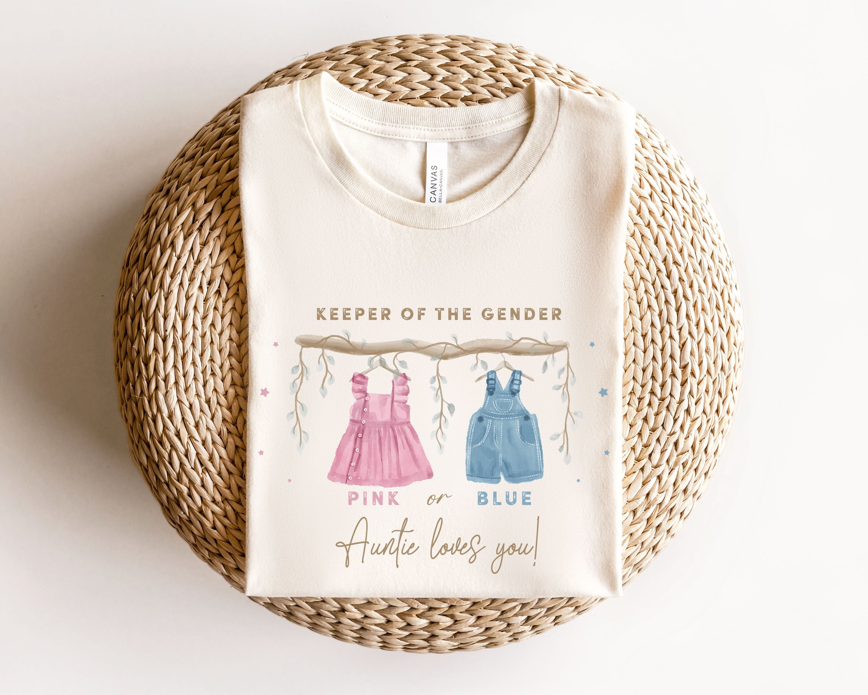 Custom Keeper Of The Gender Shirt, Gender Reveal Shirt, Baby Announcement Shirt, Auntie Shirt, Pink or Blue Auntie Shirt