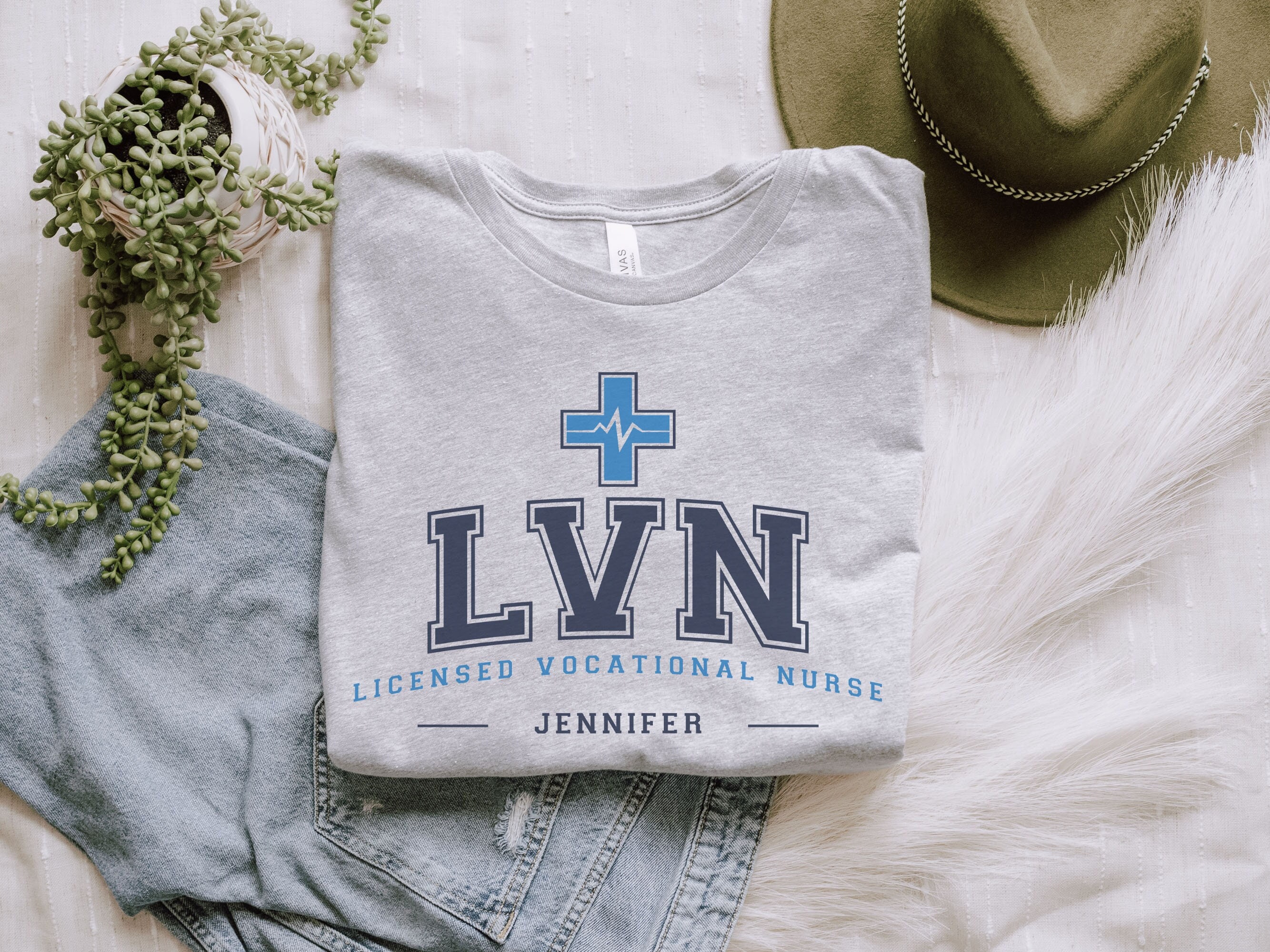 Custom LVN Shirt, Personalized Licensed Vocational Nurse Gift, LVN Nurse Graduation Gift, Licensed Vocational Nurse Crewneck Team T-Shirt