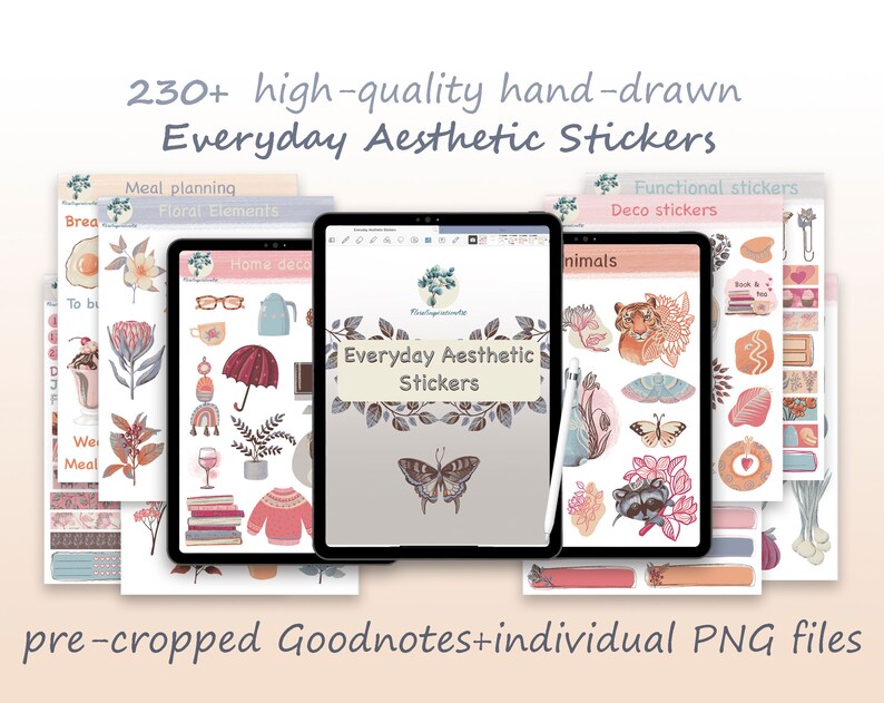 Goodnotes Stickers Aesthetic Stickers Everyday Digital Etsy