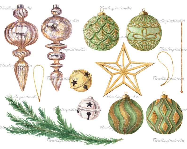 Watercolor Christmas Ornament Png Christmas Clipart - Etsy