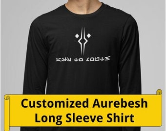 Custom Aurebesh Unisex Long Sleeve Shirt, Personalized Star Wars Aurebesh Alphabet Gift