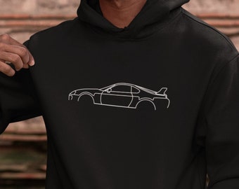 Toyota Supra Art Sketch Premium Hoodie, Minimalist Toyota Supra Sweatshirt, Race Car Silhouette, Gifts for Car Guys, Car Guy Shirt Gift