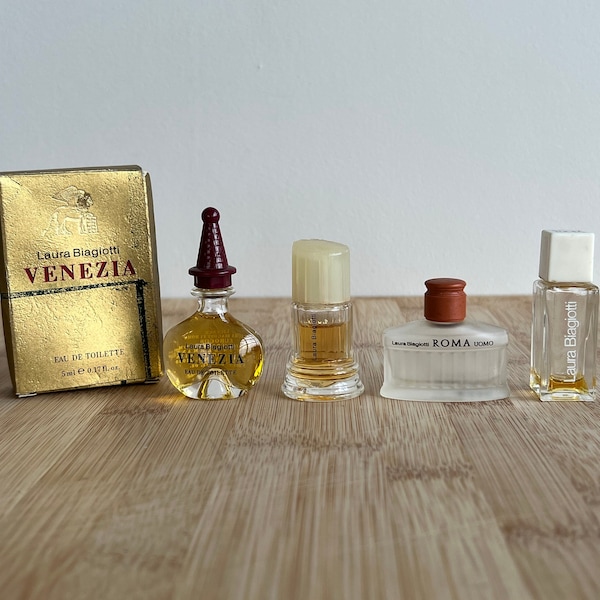 Laura Biagiotti VENEZIA, ROMA, Roma UOMO, Miniature Fragrance, Mini Perfume, Rare Collectible Vintage Mini Perfume