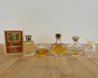 Nina Ricci Signoricci, Farouche, L'Air Du Temps, Fleur de Fleurs, Miniature Fragrance Perfume Bottle, Rare Collectible Vintage Sample