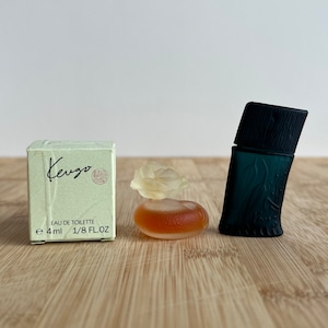 Kenzo (4ml) and Kenzo Pour Homme (5ml), Eau de toilette, miniature perfume, Rare Collectible Vintage Perfume Sample