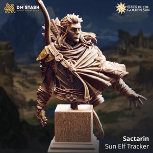 Elves of the Golden Sun - Sactarin - Sun Elf Tracker - Bust - Time Wizard / Tabletop Model / Miniature Figurine | DM Stash