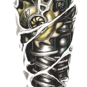 Biomechanical Cyborg Torn Limb Tattoo