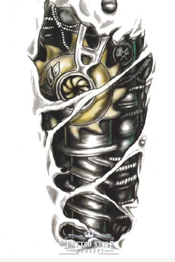 Arm Biomechanical Tattoo by Tattoo by Roman