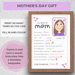 Alles über Mama Interview Printable, Muttertag Kinder Andenken (PDF-Download), enthält auch Oma Nana Bonus Mama Patin