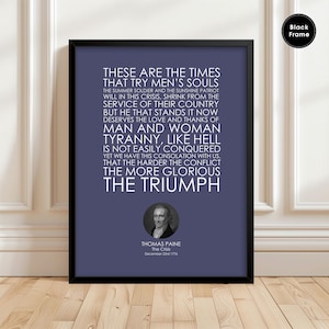 Thomas Paine, The Crisis, Founding Fathers, Founding Fathers Gifts, Thirteen Colonies, Independence, Thomas Paine Quote, Political Poster