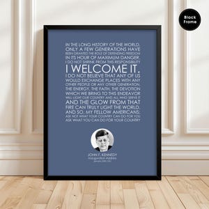 John F Kennedy, JFK, Inauguration Address, JFK Speech, JFK Quote, John F Kennedy Print, Political Quotes, Political Prints, Political Poster