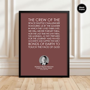 Ronald Reagan, Challenger Address, Ronald Reagan Quotes, Ronald Reagan Quote Wall Art, Ronald Reagan Print, Ronald Reagan Poster