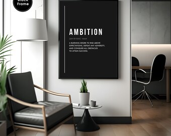 Impresión artística "Definición de ambición", decoración motivacional para la oficina