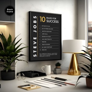 Steve Jobs, 10 Rules For Success, Motivation Wall Art, Office Decor, Office Wall Decor, Office Motivation, Entrepreneur Motivation