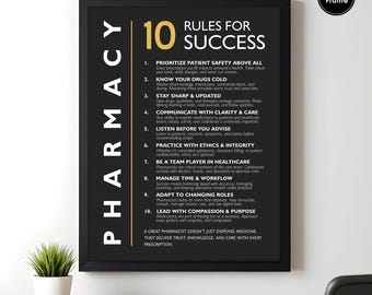 Apotheken Regeln für Erfolg Poster, Apotheker Büro Dekor