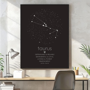 Taurus, Taurus Poster, Zodiac Signs, Constellation Map, Custom Constellation Map, Star Map, Custom Star Map, Star Map Print, Star Map Poster