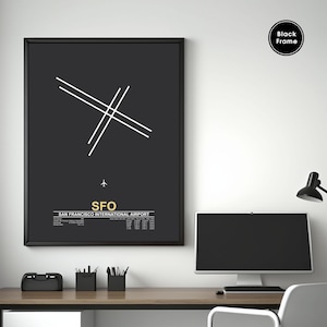 San Francisco International Airport, SFO, Airport Map Art, Airport Code Art, Airport Sign, Airport Code Map, Airport Map Art, Airport Print