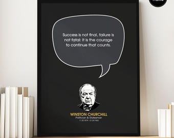 Winston Churchill Quote Poster | Inspirational Wall Art Print | Motivational Decor