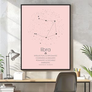 Waage, Libra Poster, Sternzeichen, Konstellationskarte, personalisierte Konstellationskarte, Sternenkarte, Sternenkarte Poster, Druck