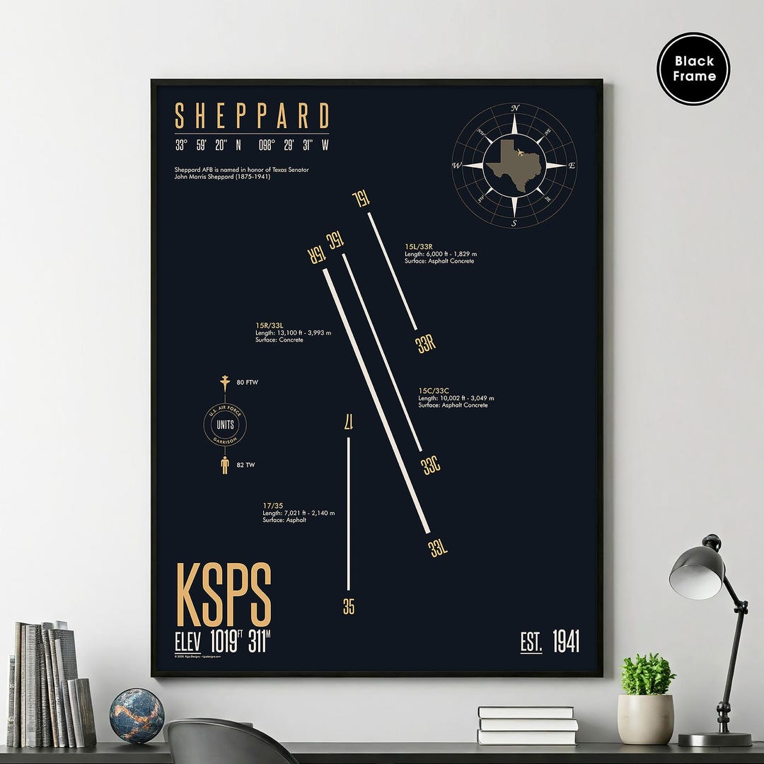 Sheppard Air Force Base Map Print, KSPS Runway Design - Etsy