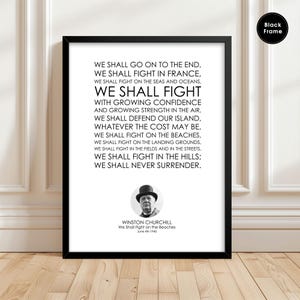 Winston Churchill, We Shall Fight on the Beaches, Winston Churchill Quote, Winston Churchill Poster, World War 2 Poster, Political Poster