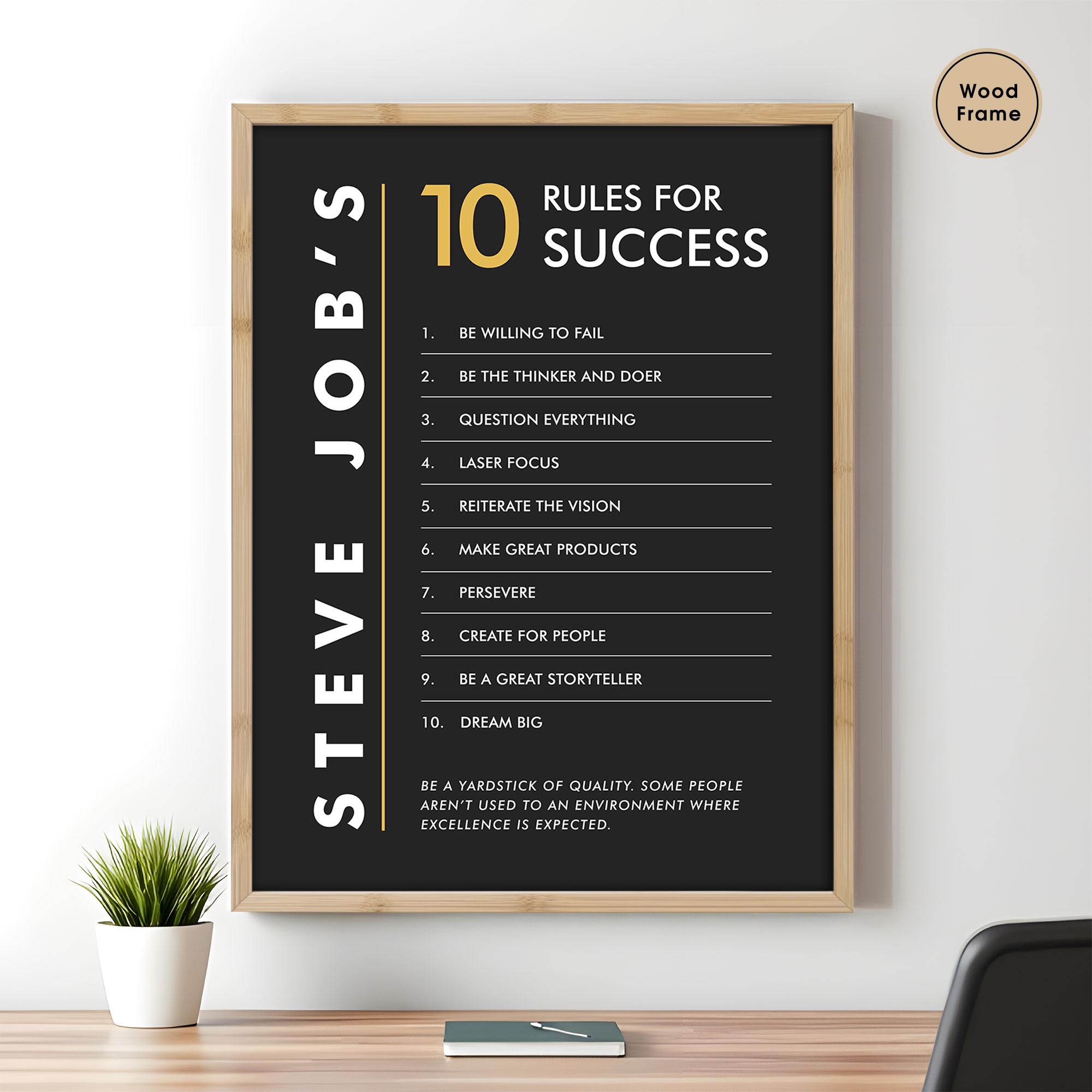 Steve Jobs 10 Rules for Success Poster | Entrepreneur Wall Art - Etsy
