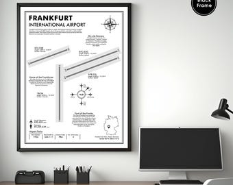 FRA, Aeropuerto Internacional de Frankfurt, Arte del mapa del aeropuerto, Arte del código del aeropuerto, Señal del aeropuerto, Mapa del código del aeropuerto, Arte del mapa del aeropuerto, Impresión del aeropuerto