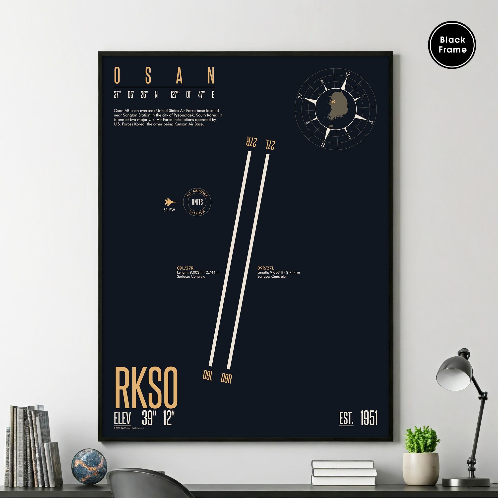 Osan Air Force Base (RKSO), Military Airfield, Military Runway Print, Air Force Base Map, Air Force Base Runway, US Air Force Base
